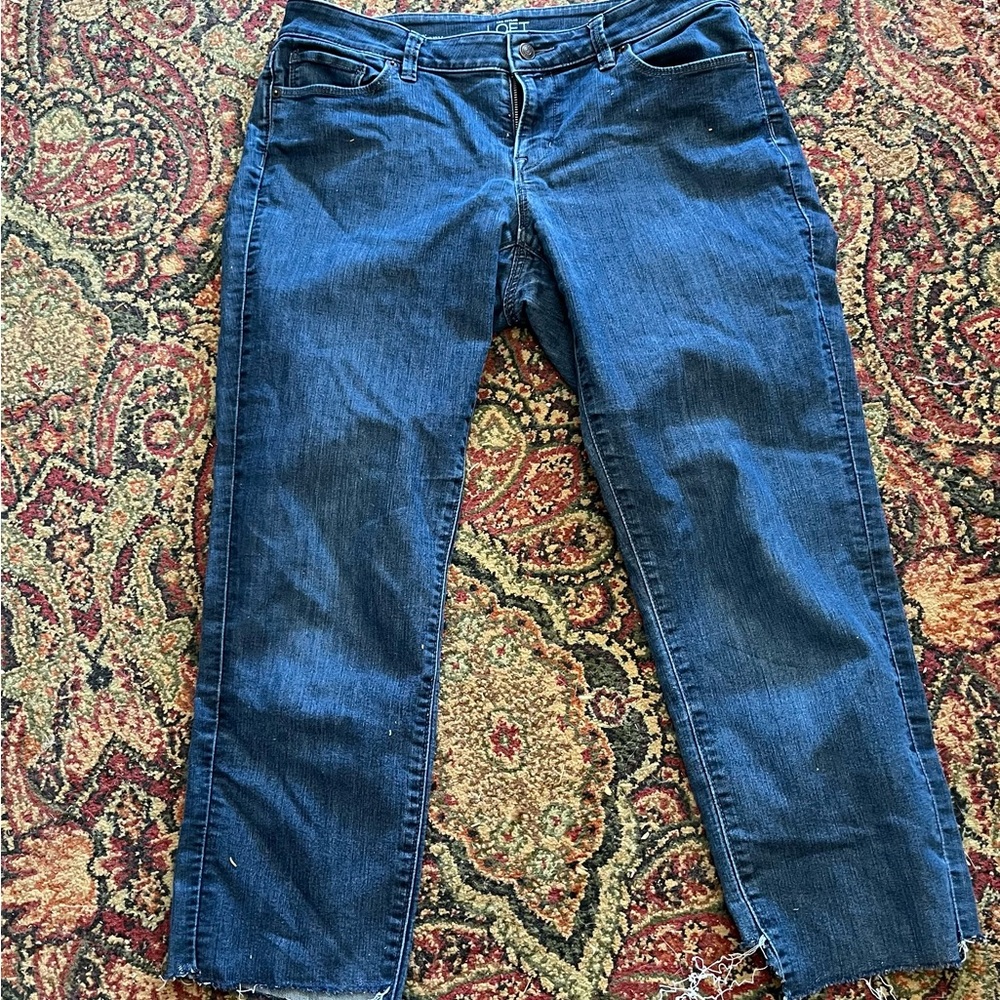 Loft women’s curvy skinny size 30/10. Fringe 
Bottom I did myselff